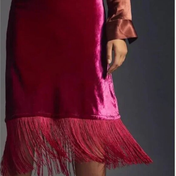 ⭐️ Fringed Velvet Boho Peasant Hipster Hippie Classy Chic Wedding Midi Skirt - Picture 3 of 6